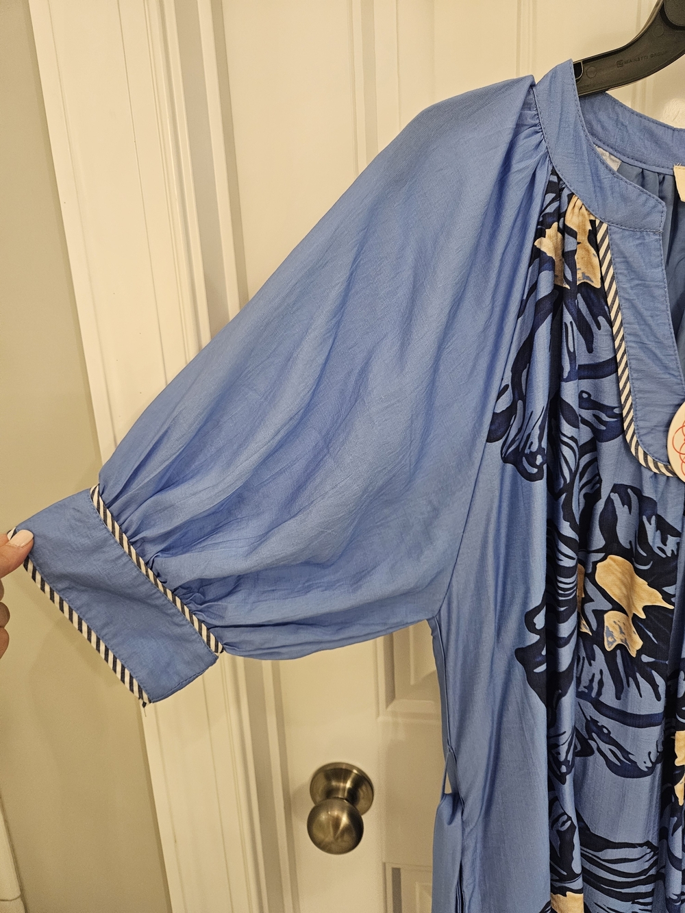 Umgee Blue Floral Maxi Dress with Cream Accents - Picture 4 of 4